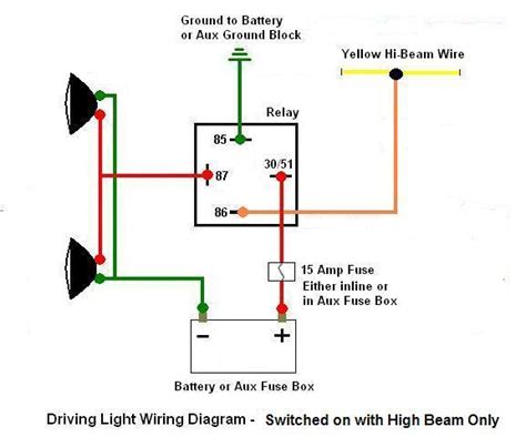 wiring diagram for spotlights to high beam 